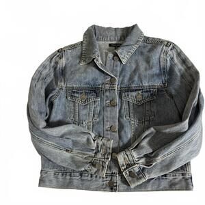 ANTHROPOLOGIE Dear‎ John Drew Denim Jean Jacket. Pleated Sleeve Size Small.